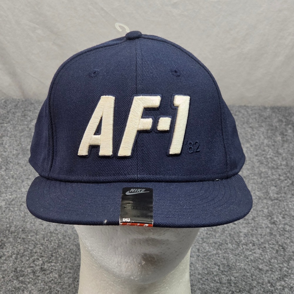 Nike Air Force 1 82 Hat 7 1/2 Navy Blue AF-1 Fitted Flat Brim Streetwear Cap